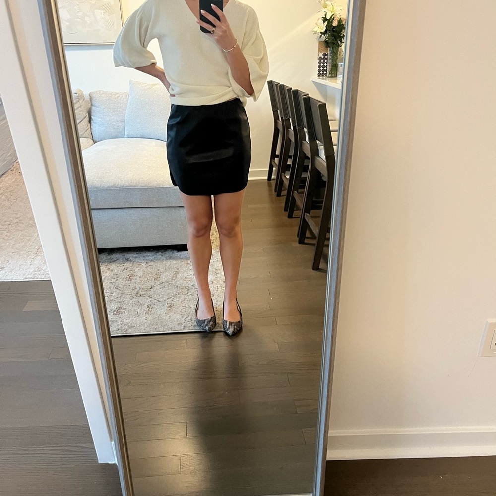 Black faux leather mini skirt